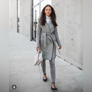 Intermix Gray Wrap Wool Coat